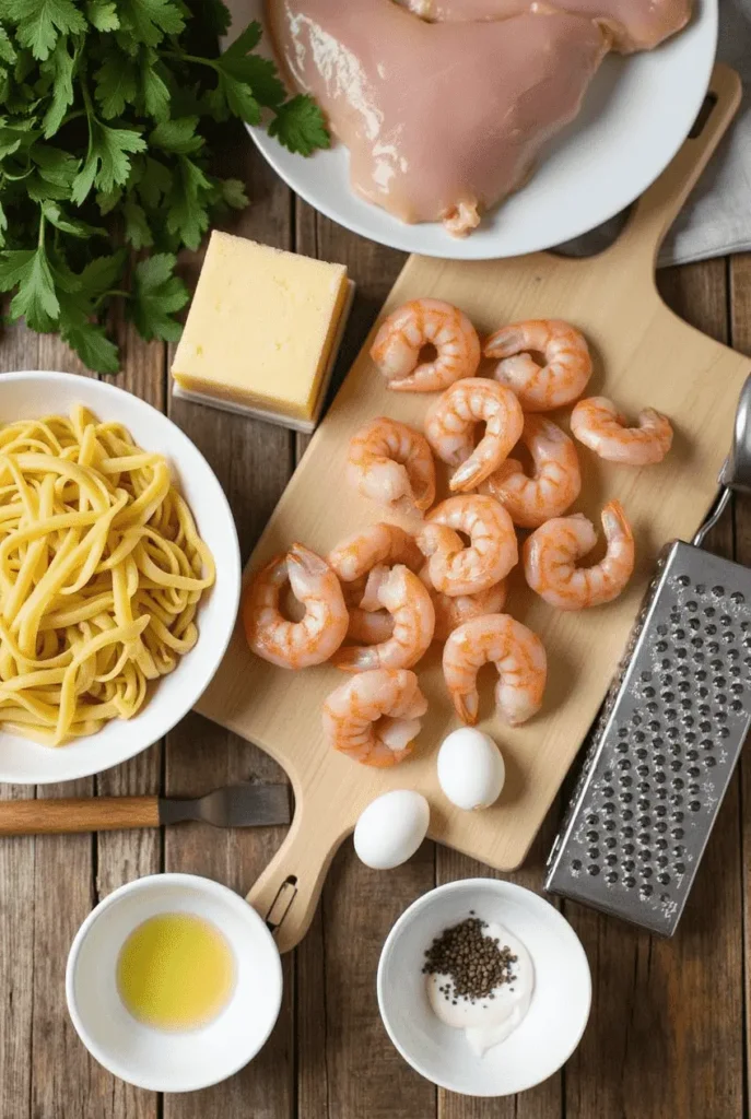 chicken and shrimp carbonara